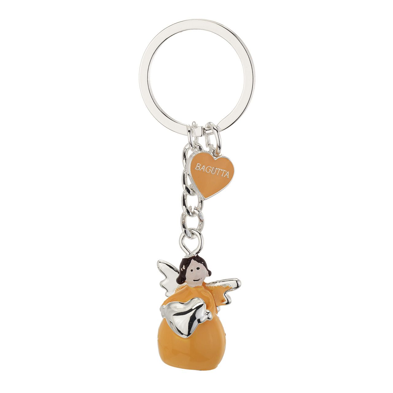 PORTACHIAVI ANGELO METALLO SILVER PLATED SALMONE CON CUORE